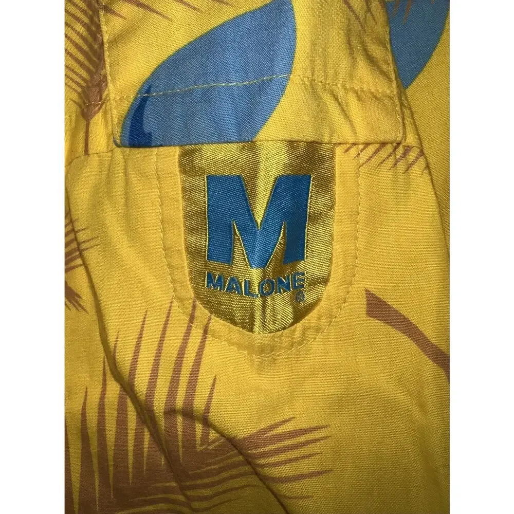 MOJEANS Yellow Blue Floral Tropical Palm Tree Print Button Up Shirt 3XL Vintage - Picture 4 of 15